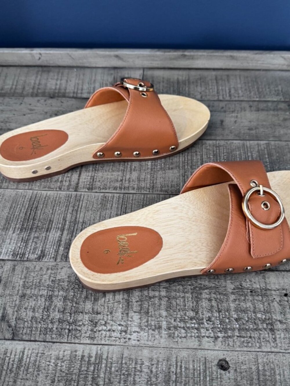 Beek Leather Wooden Slide Sandals, Size 6, Tan,Excellent Condition, Minimal Wear - Picture 5 of 10